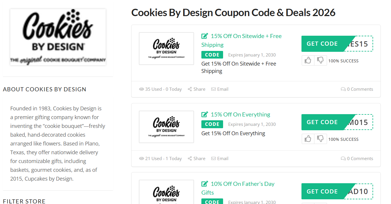 Cookies By Design Coupon Code