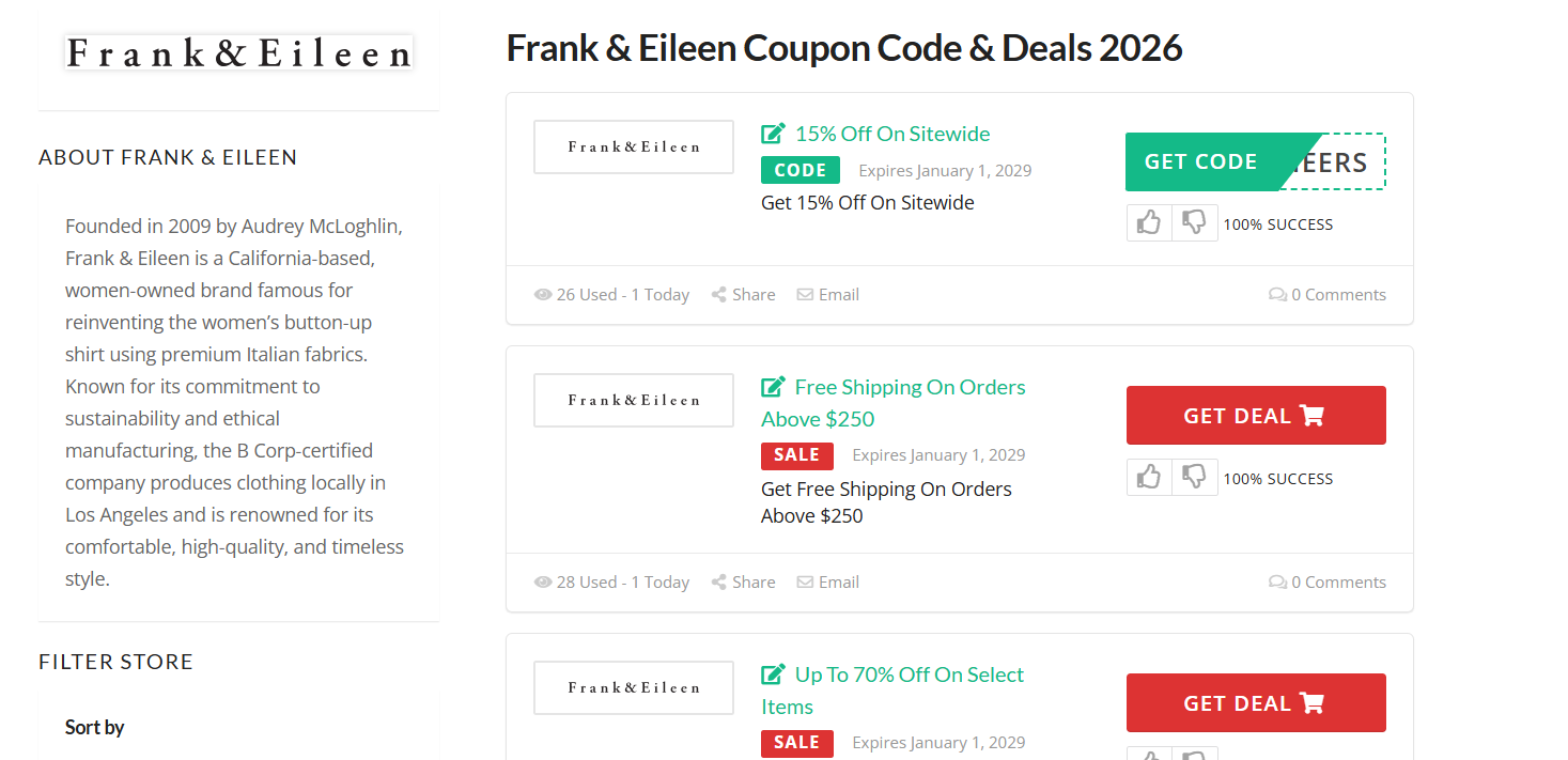 Frank & Eileen Coupon Code