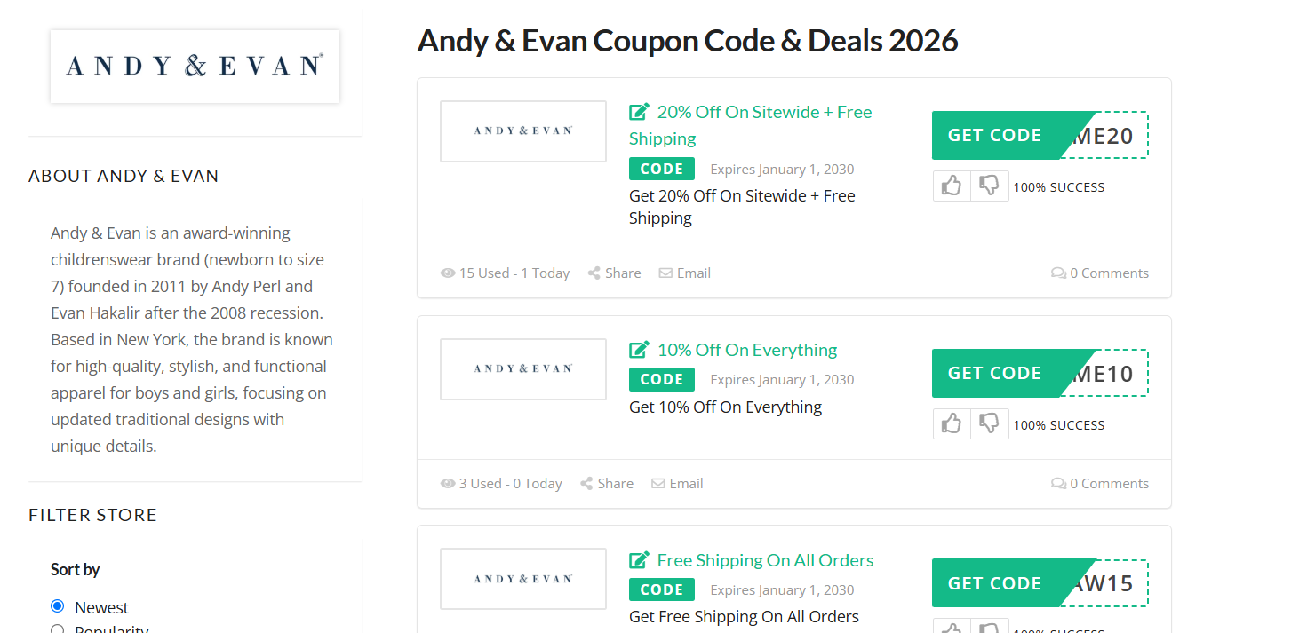 Andy & Evan Coupon Code