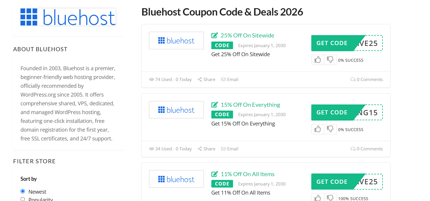Bluehost Coupon Code