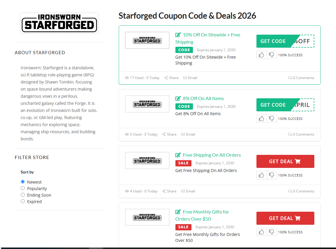 Starforged Coupon Codes